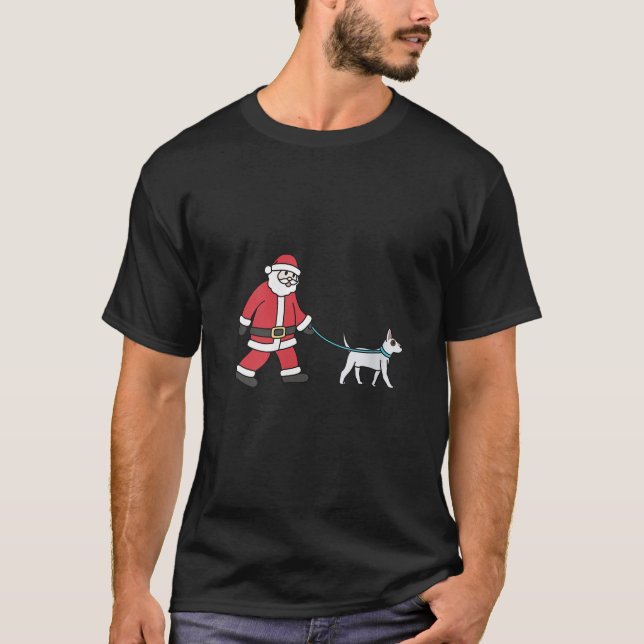 English Bull Terrier Santa Claus Funny Dog Christm T-Shirt (Front)