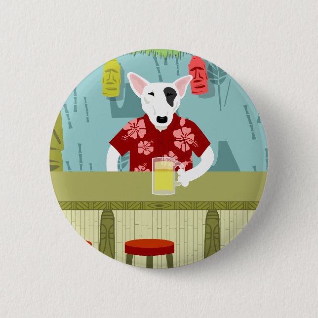 English Bull Terrier Tiki Bar 6 Cm Round Badge (Front)
