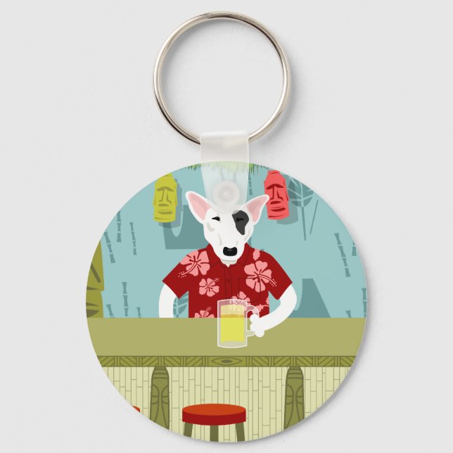 English Bull Terrier Tiki Bar Key Ring (Front)