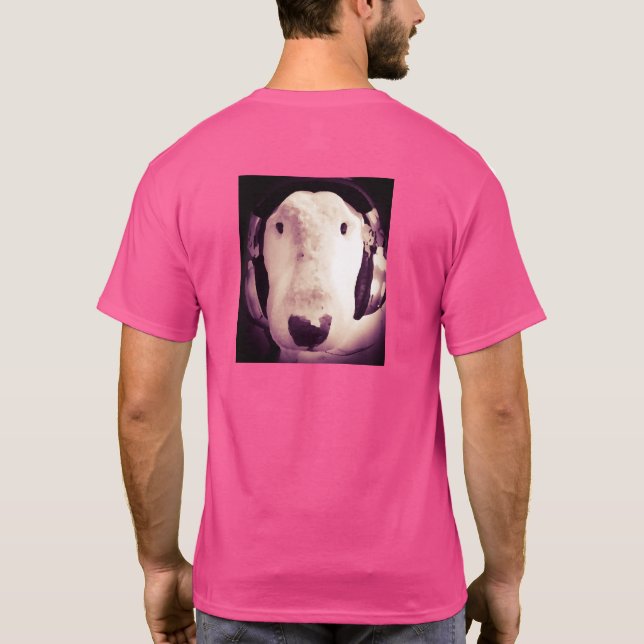 English Bull Terrier wearing Headphones T-Shirt (Back)