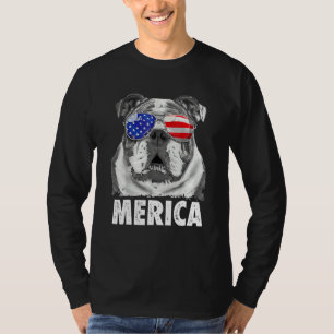 English Bulldog 4th Of July Merica Men Usa Flag T-Shirt