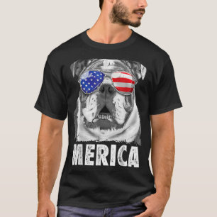 English Bulldog 4th Of July Merica Men Usa Flag T-Shirt
