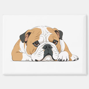 English Bulldog Adorable Cute Animal Sleeping Calm Magnet