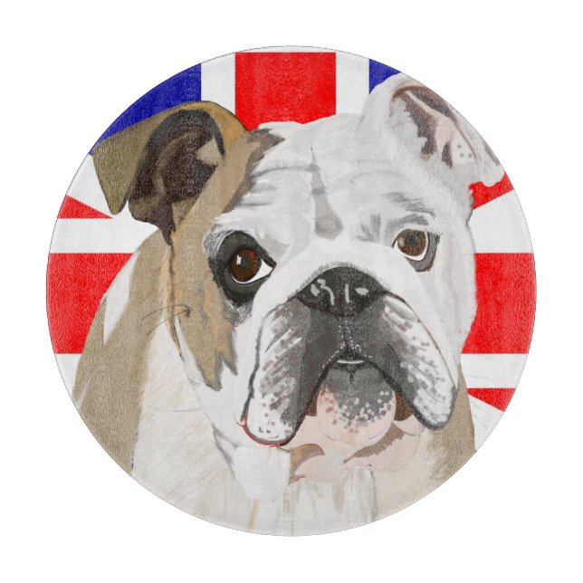 English Bulldog against a Union Jack background  Cutting Board (Front)