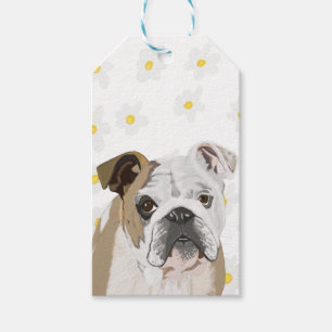 English Bulldog against Daisies Gift Tags