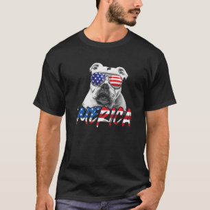 English Bulldog American Flag Patriotic Dog July T-Shirt