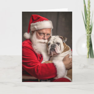 English Bulldog and Santa #2 Holiday Card