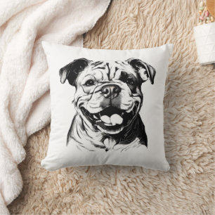English Bulldog B&W Silhouette Cushion