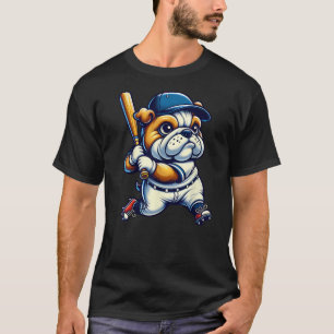 English Bulldog Baseball Player Dog Lover Men Wome T-Shirt