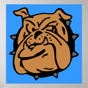 English Bulldog Cartoon Poster