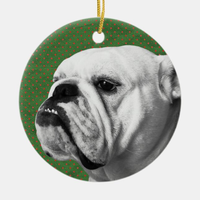 English Bulldog Ceramic Tree Decoration (Front)