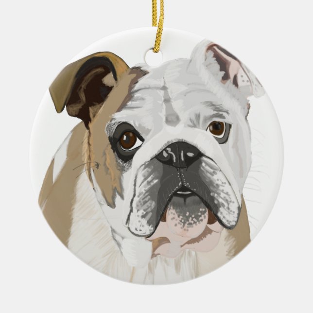 English Bulldog Ceramic Tree Decoration (Front)