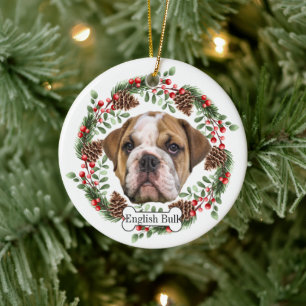 English Bulldog Ceramic Tree Decoration