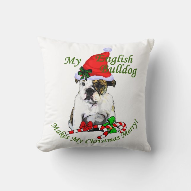 English Bulldog Christmas Cushion (Front)
