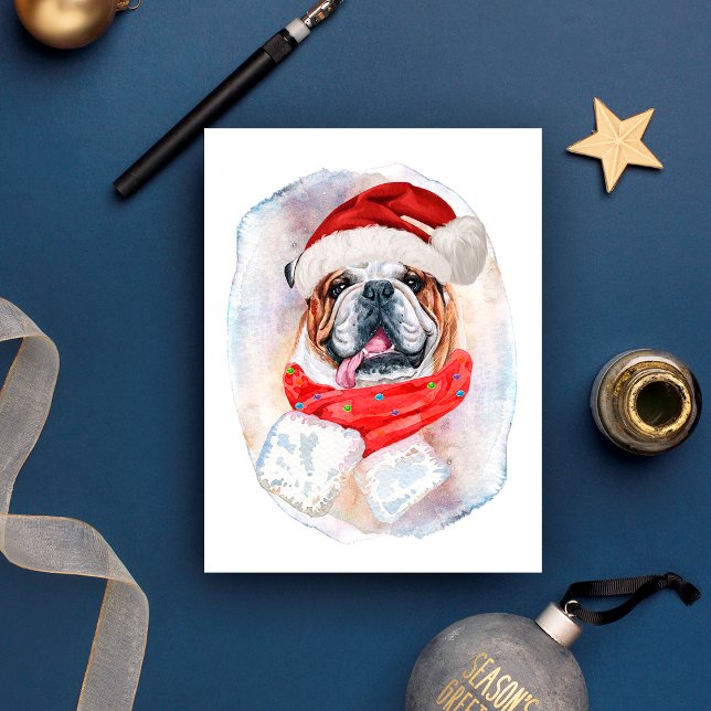 English Bulldog Christmas Gifts For Dogs Lovers Holiday Postcard (Creator Uploaded)