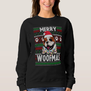 English Bulldog Christmas Lights Dog  Xmas Pajama  Sweatshirt