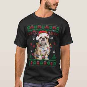 English Bulldog Christmas Lights Santa Dog Lover U T-Shirt