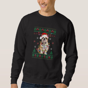English Bulldog Christmas Lights Santa Dog Ugly S Sweatshirt