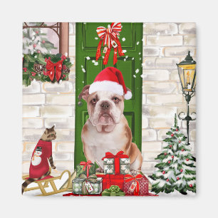 English Bulldog Christmas Magnet