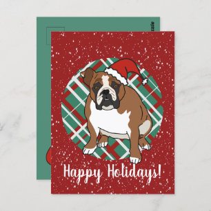 English Bulldog  Christmas  Postcard