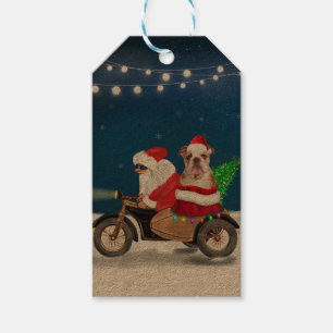 English Bulldog Christmas Santa Claus Gift Tags