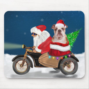 English Bulldog Christmas Santa Claus Mouse Pad