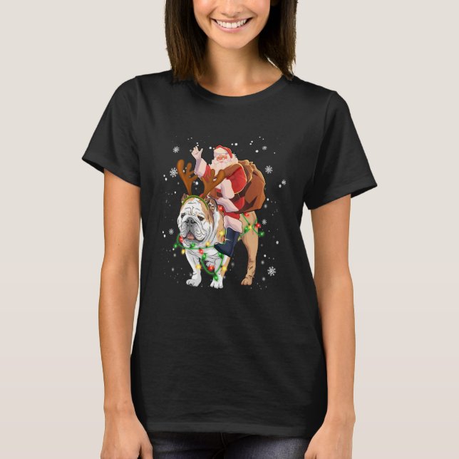 English Bulldog Christmas   Santa Claus Woofmas Do T-Shirt (Front)