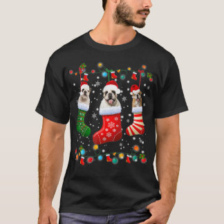English Bulldog Christmas Socks Funny Xmas Pajama T-Shirt