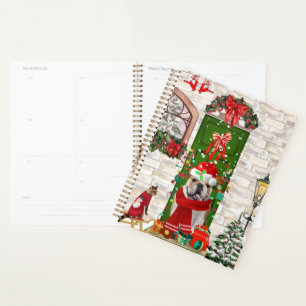 English Bulldog Christmas Throw Planner