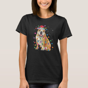 English Bulldog Christmas Tree Lights Santa Dog Xm T-Shirt