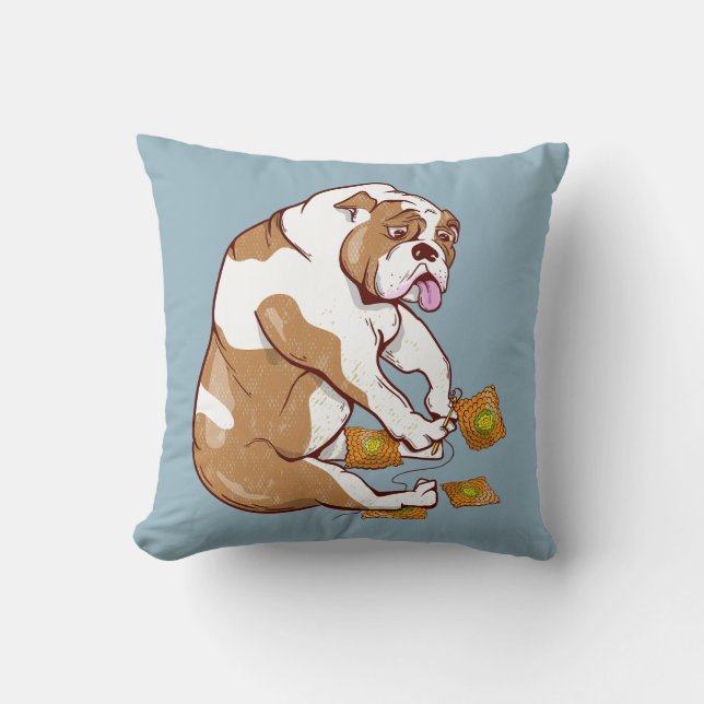 English Bulldog Crochet Cushion (Front)
