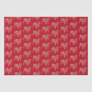 English Bulldog Cute Christmas Silhouette Red Tissue Paper
