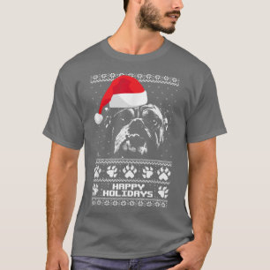 English Bulldog Cute Happy Holidays Christmas  T-Shirt