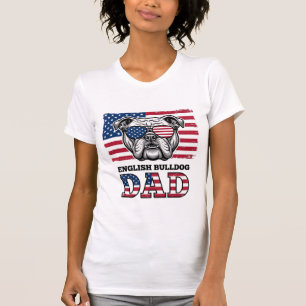 English Bulldog Dad Patriotic Vintage Shirt Design