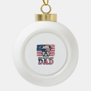 English Bulldog Dad Patriotic Vintage Shirt Design Ceramic Ball Christmas Ornament