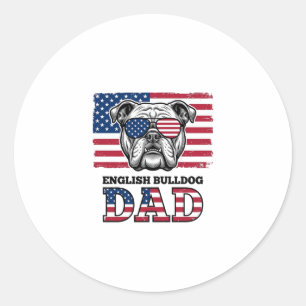 English Bulldog Dad Patriotic Vintage Shirt Design Classic Round Sticker
