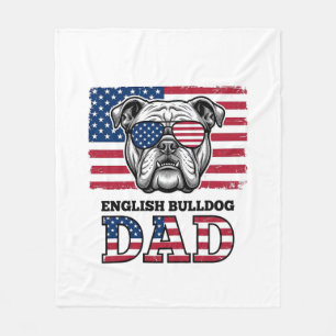 English Bulldog Dad Patriotic Vintage Shirt Design Fleece Blanket