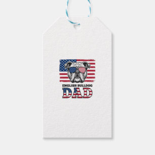 English Bulldog Dad Patriotic Vintage Shirt Design Gift Tags