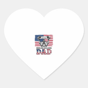 English Bulldog Dad Patriotic Vintage Shirt Design Heart Sticker