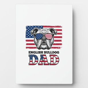 English Bulldog Dad Patriotic Vintage Shirt Design Plaque