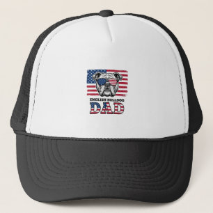 English Bulldog Dad Patriotic Vintage Shirt Design Trucker Hat