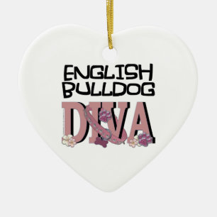 English Bulldog DIVA Ceramic Tree Decoration