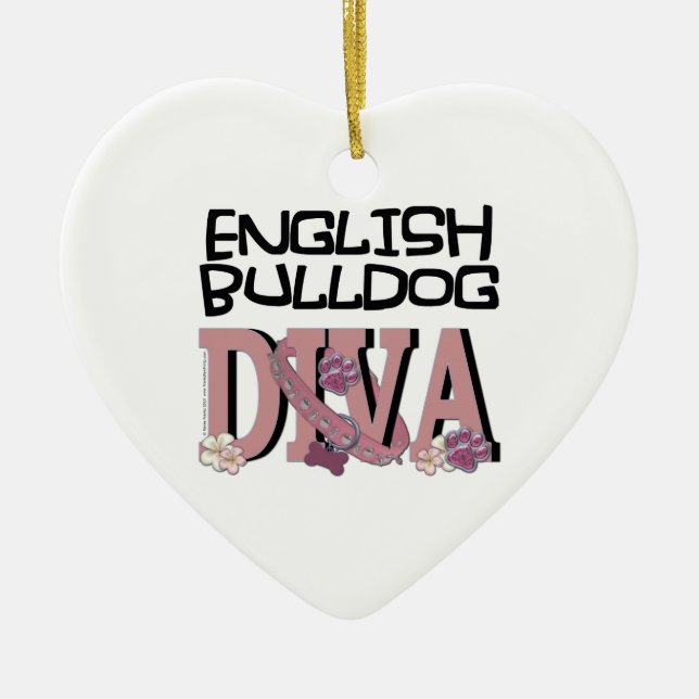 English Bulldog DIVA Ceramic Tree Decoration (Front)