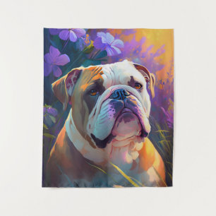English Bulldog Dog Animal Portrait Painting Pet Tapestry