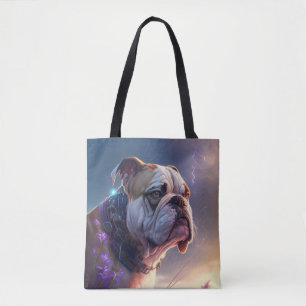 English Bulldog Dog Animal Portrait Painting Pet Tote Bag