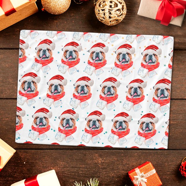 English Bulldog Dog Breed Christmas Fleece Blanket (Creator Uploaded)
