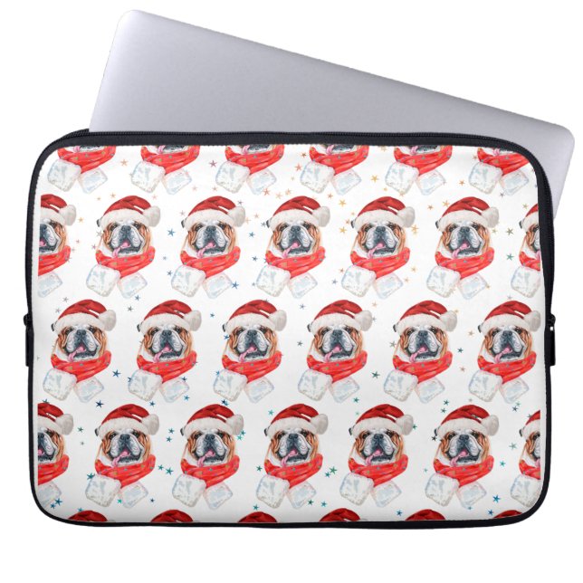 English Bulldog Dog Breed Christmas Laptop Sleeve (Front)