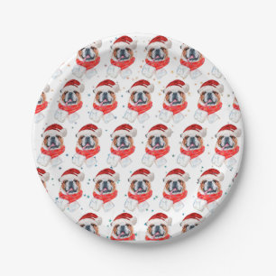 English Bulldog Dog Breed Christmas Paper Plate
