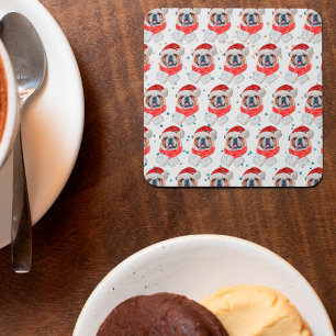 English Bulldog Dog Breed Christmas Square Paper Coaster