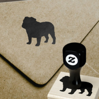 English Bulldog Dog Breed Silhouette Rubber Stamp